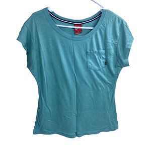 Nike T-Shirt Womens Size M Green Short Sleeve Top Pocket‎ Casual Blouse Crewneck